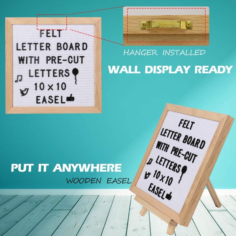 Big Role Felt Letter Board 10x10in Changeable Letter Board with Letters Precut, White Felt Message Board, Oak Frame Wooden Letter Board, Baby Announcement Sign Pregnancy Milestones Classroom Home Office Decor - Image 2
